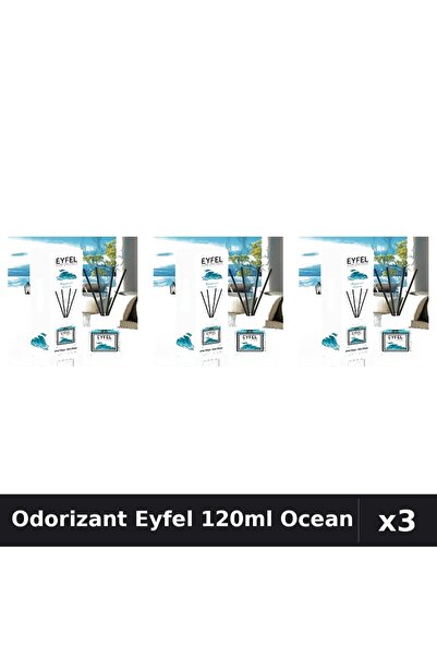 Eyfel Set 3 Odorizant Cameră Betișoare 120ml - Ocean, Parfum Intens Casa