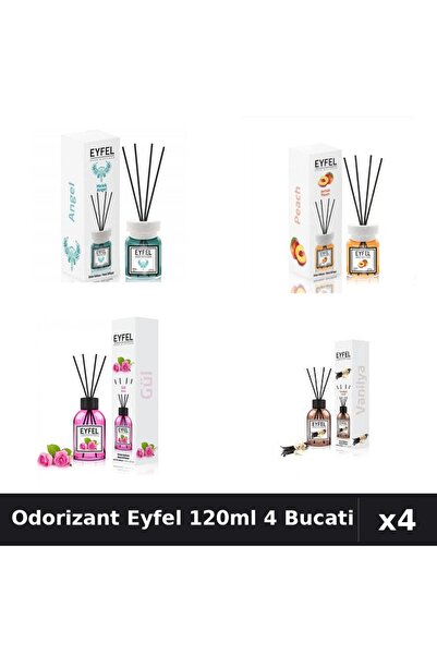Eyfel Set 4 Odorizant Camera Betisoare 120ml - Angel, Piersica, Trandafir, Va...