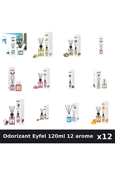 Eyfel Set 12 Odorizante Camera Betisoare 120ml - 12 Arome Asortate, Parfum In...