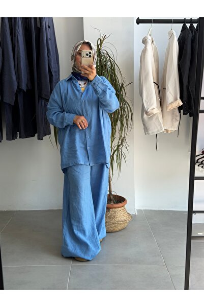 Butik Duyawear mavi ithal keten