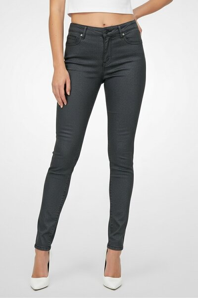 Karl Lagerfeld Women Skinny Fit Solid Stretchable Denim Jeans, Dark Grey