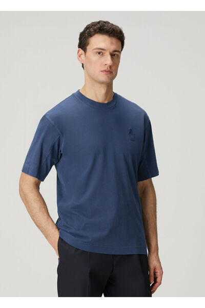MONCLER GRENOBLE Mavi Logo Nakışlı T-shirt