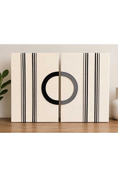 TeksDeco El Yapımı Modern Halat Sanatı 2'li Duvar Tablosu, Tekstil Tablo, Boh...