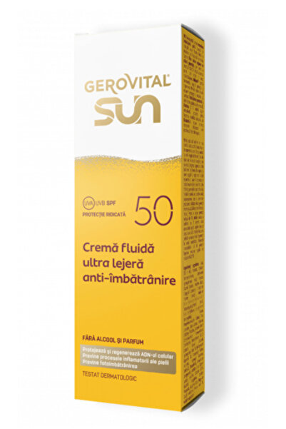 Gerovital Sun Ultra-Light Fluid Anti-Aging Cream SPF50 - High UVA/UVB Protect...