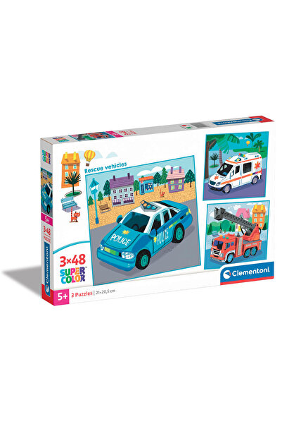 CLEMENTONI Παιδικό Παζλ Super Color Rescue Vehicles 3x48 τμχ