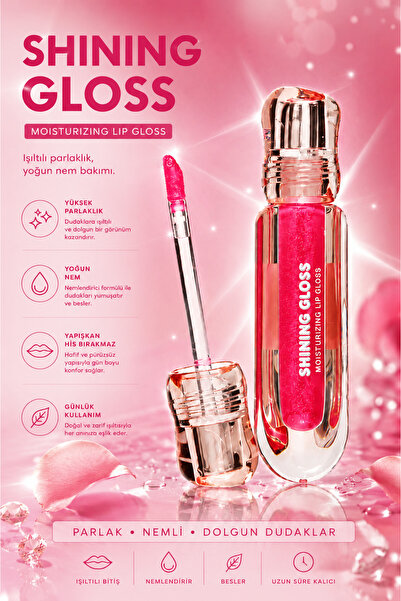 SETBEAUTY MERCAN SİMLİ RENKLİ DUDAK PARLATICI RUJ – SHINING LİP GLOSS 03