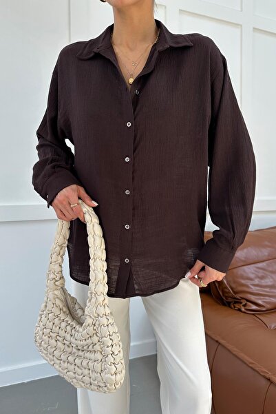 mylove Oversize Draped Shirt Brown