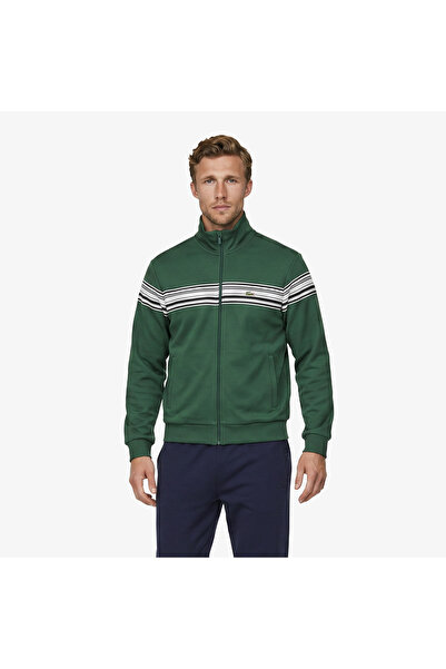 Lacoste Erkek Regular Fit Fermuarlı Renk Bloklu Yeşil Sweatshirt