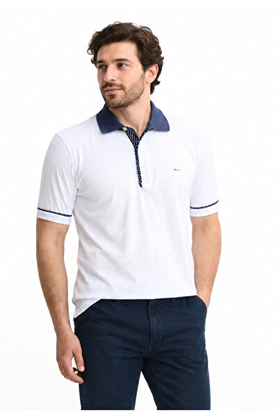 Galvanni Erkek Beyaz Polo Yaka T-shirt