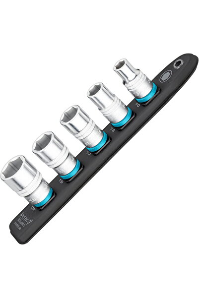HAZET SmartRail 1/2 socket set hexagon, 5 pieces (black, SW 10 - SW 22, short)