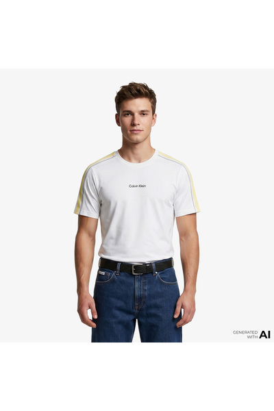 Calvin Klein Tape Erkek Beyaz T-Shirt