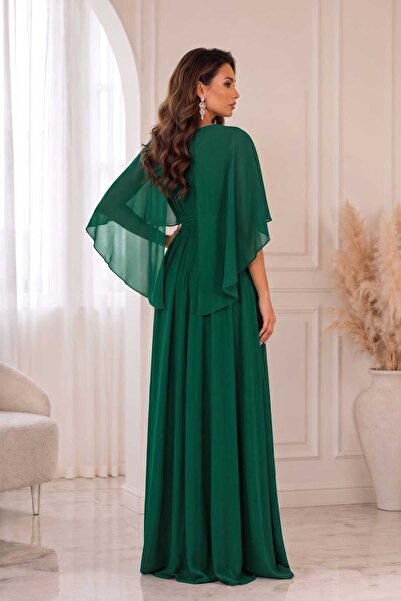 Sienna Fashion Σμαραγδί βραδινό φόρεμα