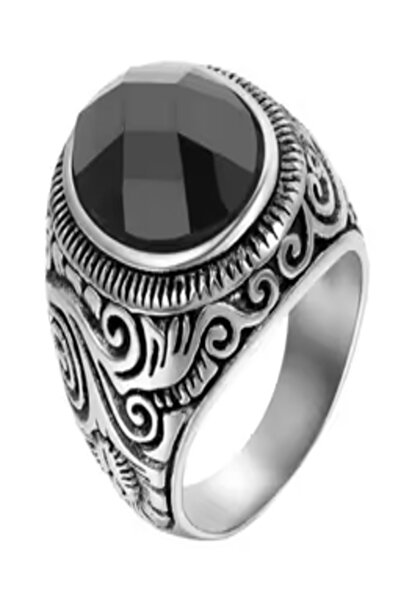 Oidea Men's Stainless Steel Ring Engagement Wedding Two-Tone – Silver & Black