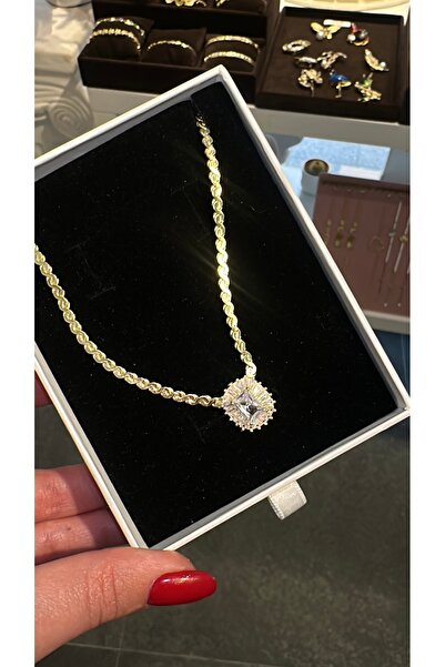 GLARE JEWELRY CO Solitaire Model Design Stainless Steel Necklace with Zircon ...