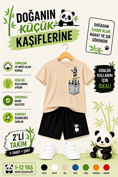 OVERMAX 🐼   Nature's Little Explorers Panda Printed Kids' Set – Comfortable,...
