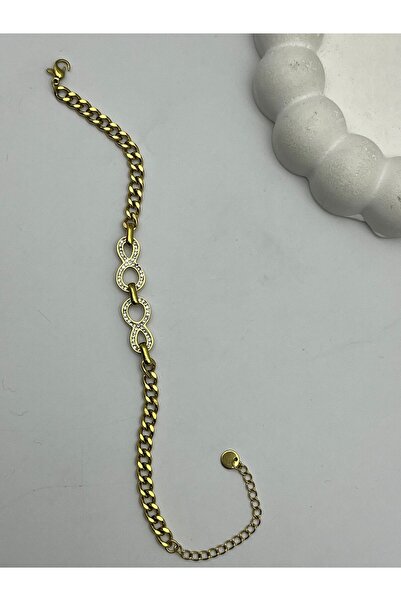 BİJU YILMAZ 26Blk49 - Gold Steel Bracelet with Infinity Detail