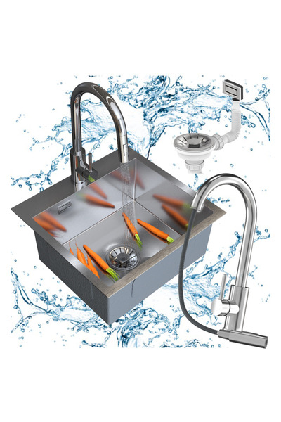 Granitan Set Chiuveta Inox SILVO48 cu baterie Loseto extractibila si sifon Lu...