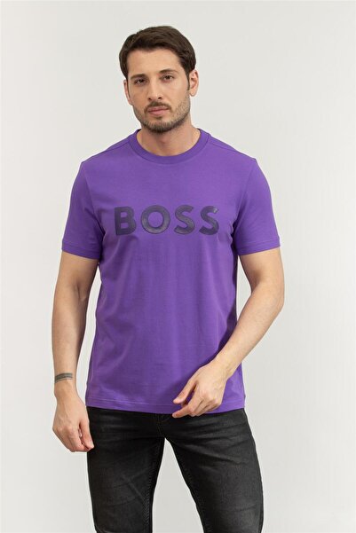 BOSS Erkek Bisiklet Yaka T-Shirt Mor