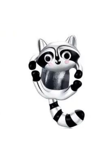 DANGLE Cute Raccoon Silver Charm
