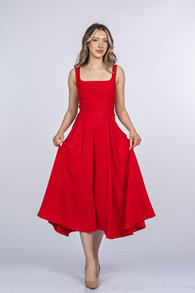 MissVina Mayra Premium Strappy Square Neck Long Midi Dress 50411
