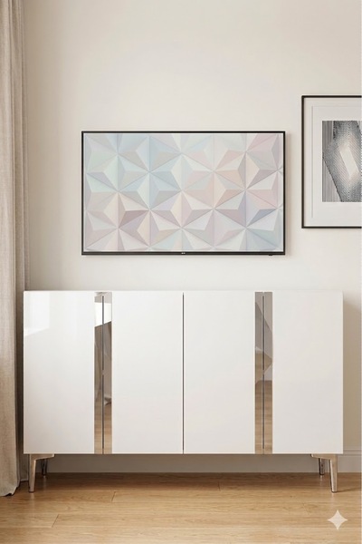 CENEYRA KA1298BS ANKA Konsol ve Tv Sehpası Beyaz-Silver 120cm