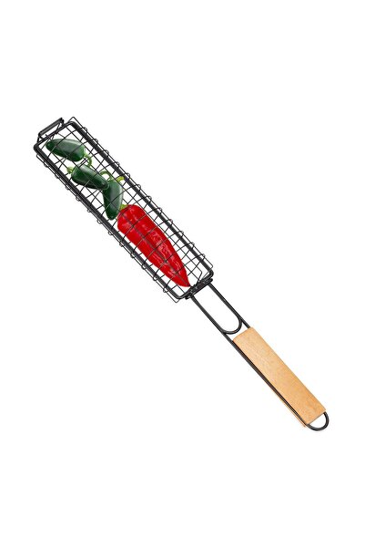 Ayawaska Cos pentru gratar multifunctional, din metal cu maner lung din lemn,...