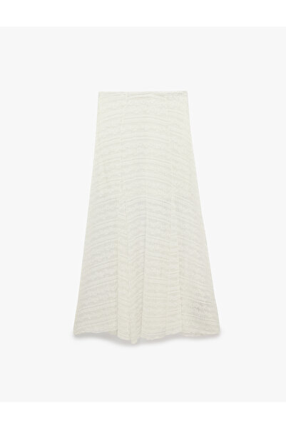 Koton Semi-Transparent Flared Midi Lace Skirt