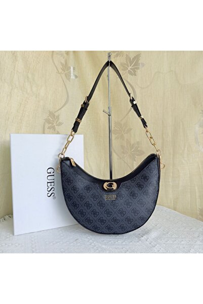 Guess Luxe Printed Chain Crescent-Shaped Underarm Shoulder Bag, 28 x 8.5 x 22 CM
