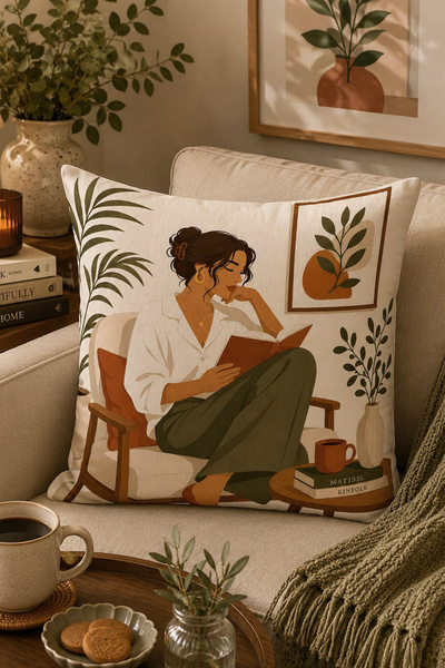 Bertille Home Pop Art Serisi Çift Tarafı Dijital Baskılı Kırlent Kılıfı (Bohem)