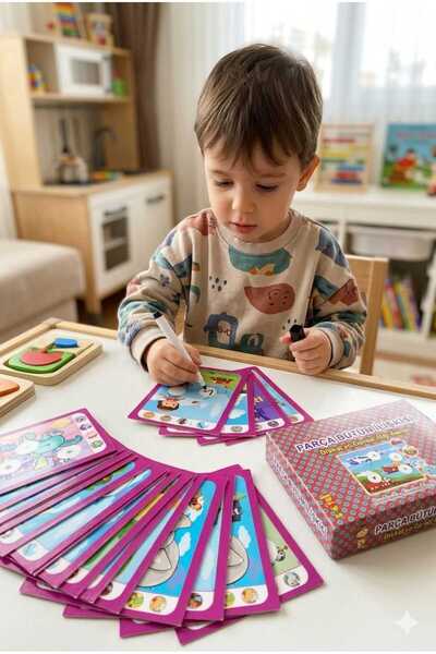 Yuka Kids 3-6 Years Old Parts of the Whole Relationship Attention and Visual Perception Cards - with Erasable Pen Gift