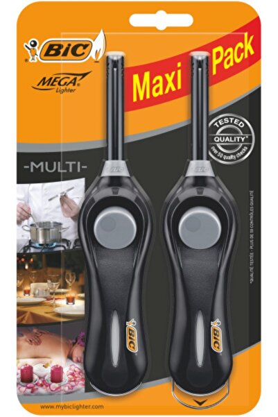 Bic U140 Mega Lighter 2’li Uzun Saplı Çakmak Mum Ocak Mangal Kamp Barbekü Çak...