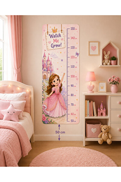 MaisonVelinCo Prenses Temalı Çocuk Boy Ölçer Duvar Stickerı Kız Çocuk Odası D...