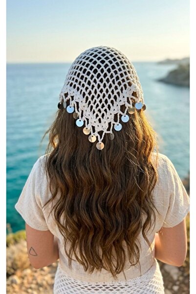 BELORAA Belora el örgüsü saç bandanası - yeni sezon saç bandana beyaz pullu -...