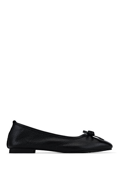 Tamer Tanca Women's Faux Leather Black Floter Ballerina Shoes