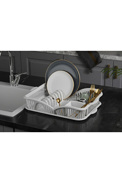 QLUX IDEAS Lüks Bulaşıklık Büyük Boy Mutfak Kurutmalığı 45x32x7,5 cm Dayanıkl...