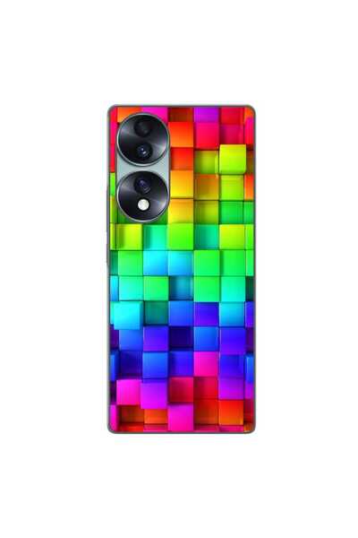 OEM Husa compatibila cu Honor 70 Silicon Gel Tpu Model Colorful Cubes