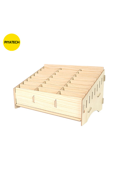 PİYATECH Wooden Cell Phone Storage Box - 24 Compartments Classroom and Office...
