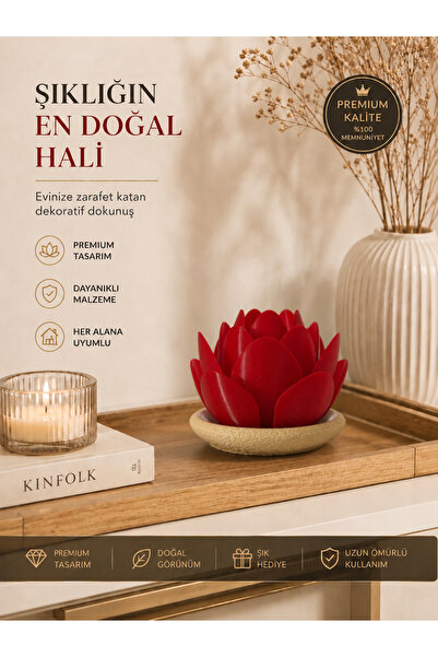 zulya Lotus Mumluk LED Işıklı Dekoratif Masa Üstü Biblo | Modern Minimalist P...