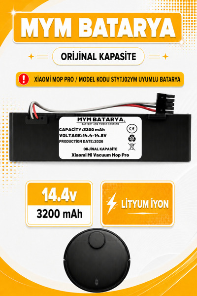 MYM BATARYA Xiaomi Mi Vacuum Mop Pro Uyumlu Akıllı Robot Süpürge Bataryası 14...