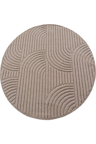 AYYILDIZ Covor modern, Helix Geometric Rotund, 80 x 80 cm, Bej, Poliester, Oe...