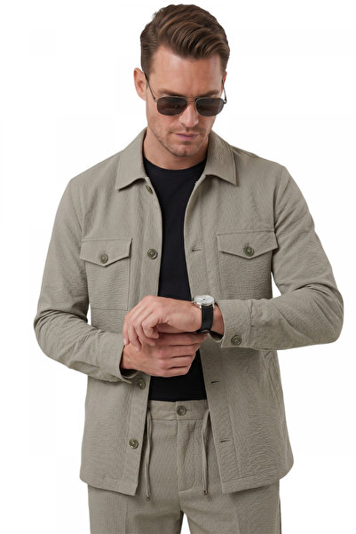 DeepSEA Costum sport de vară verde, cu textură Gofre, croială slim – Combinaț...