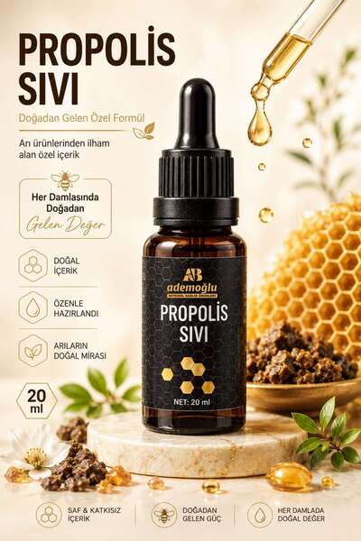 ADEMOĞLU BİTKİSEL SAĞLIK ÜRÜNLERİ Propolis Ekstresi 20 ml Damlalıklı Cam Şişe...