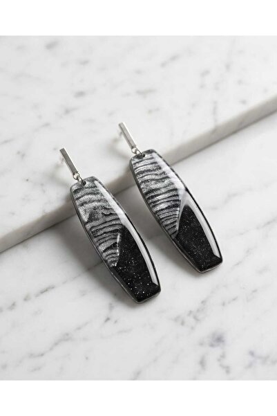 Dodemert Home Night Marble Black Polymer Clay & Epoxy Handmade Design Earrings
