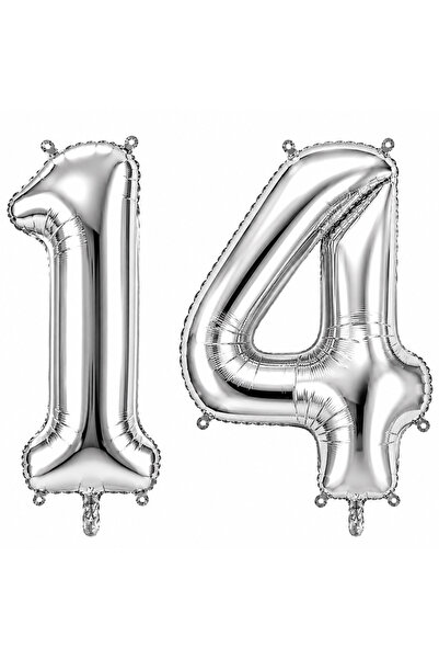 BeySüS 14 Number Foil Balloons Silver Color (76 cm)