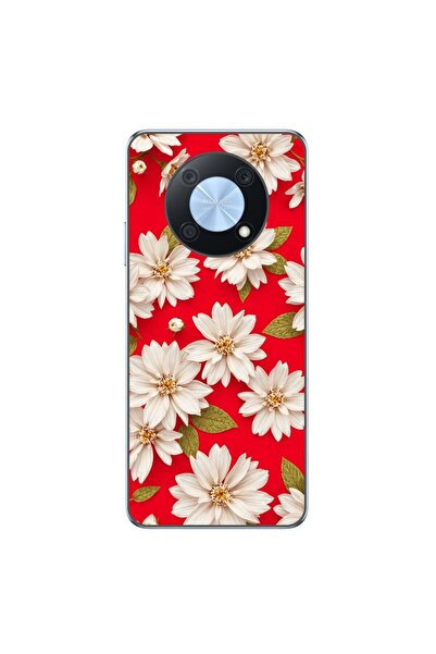 OEM Θήκη συμβατή με Huawei Nova Y90, από σιλικόνη gel TPU, με λευκά λουλούδια...