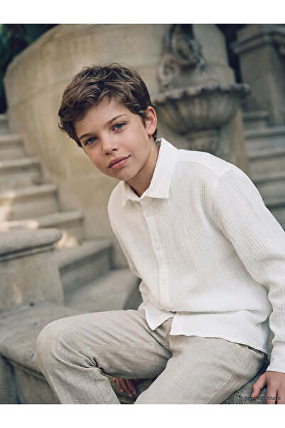 LC Waikiki Nevavm Textured Boys' Shirt with Difference in Color