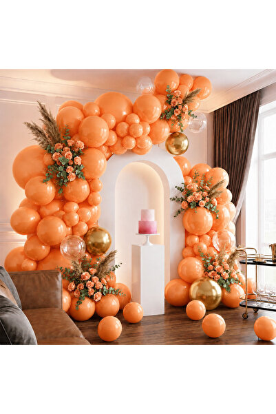 BeySüS Orange Color Latex Metallic Balloon (30 cm) - 100 Pieces