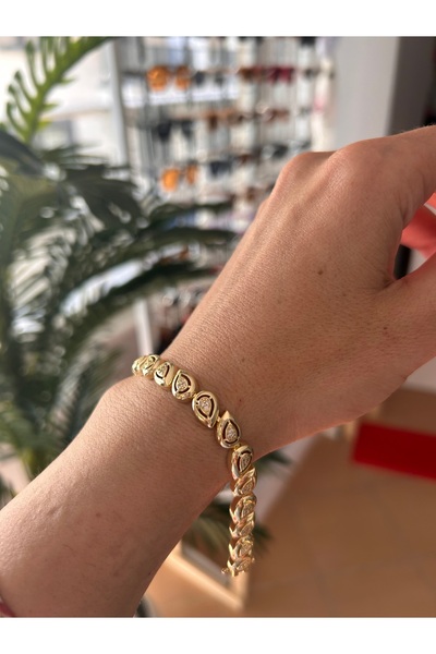 Niloshe&Sinoshe NS Accesories Damla Motif Stone Gold Bracelet