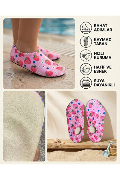 MAVİ BONCUKK Girls' Sea Shoes with Non-Slip Soles for Pool and Beach
