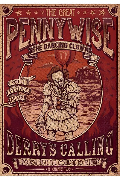 ESLEM Pennywise It O Palyaço Retro Vintage Poster Korku Filmi Duvar Tablosu K...